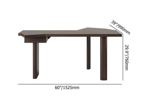 Takumi L-Shape Writing Desk with 1 Drawer Wood Corner Desk Irregular Top - Ouch Cart