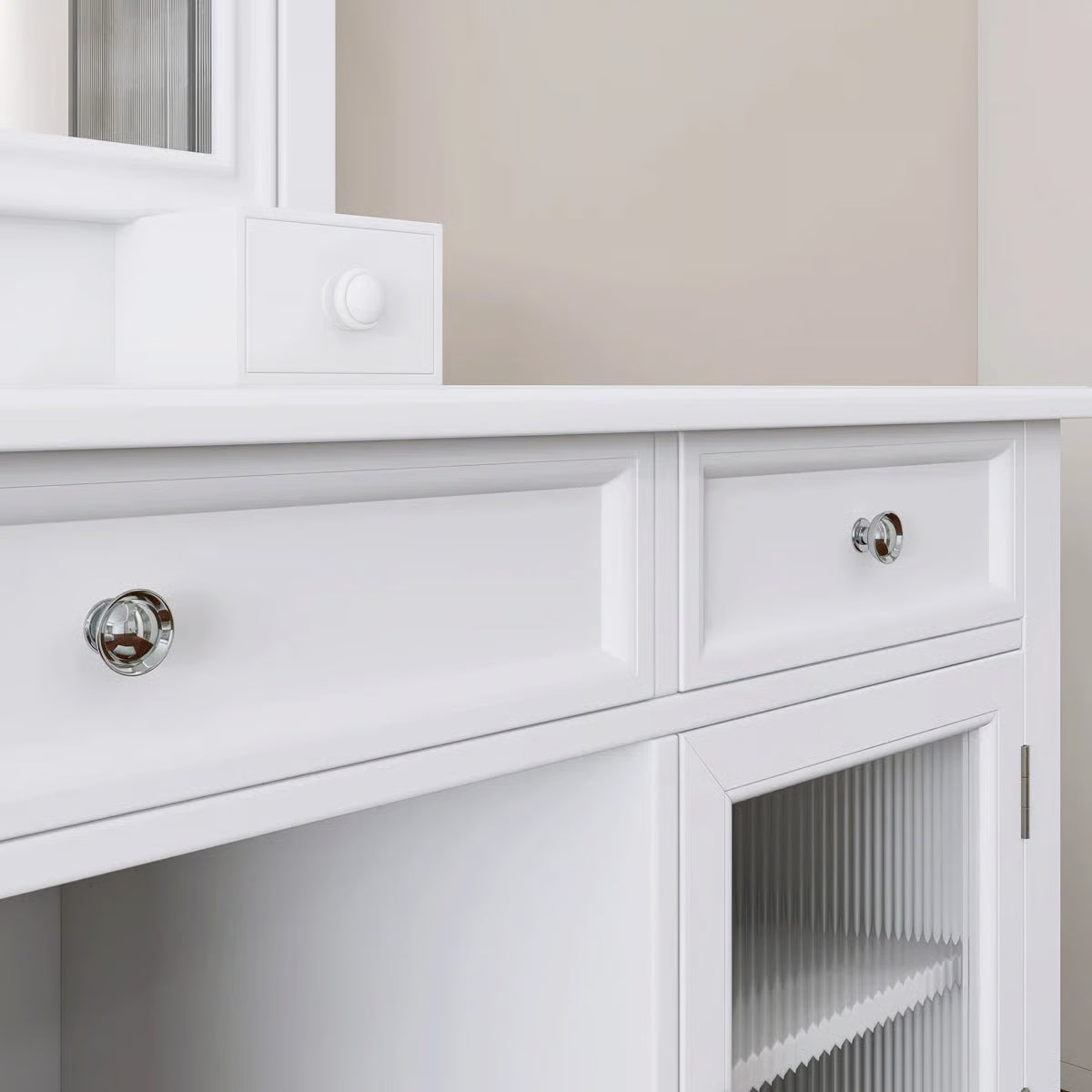 Elegant 44.4" Makeup Vanity Desk – Large Mirror & Convenient Drawer-OUCH CART Dressing table