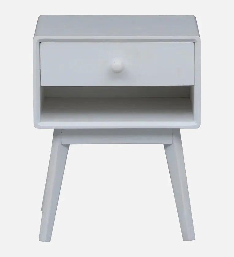 Solid Wood Bedside Table in White Finish - Ouch Cart
