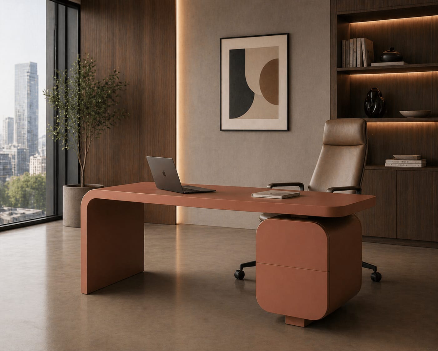 Modern Executive Office Table with Storage