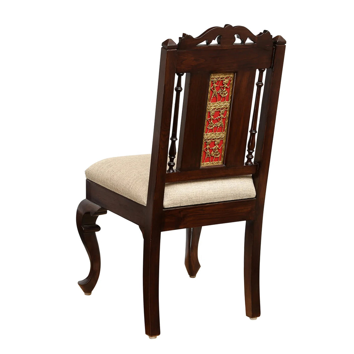 4 Seater Traditional Wooden Dining Table Set with Chairs | Glass Top Dining Table with Upholstered Seats OUCH CART