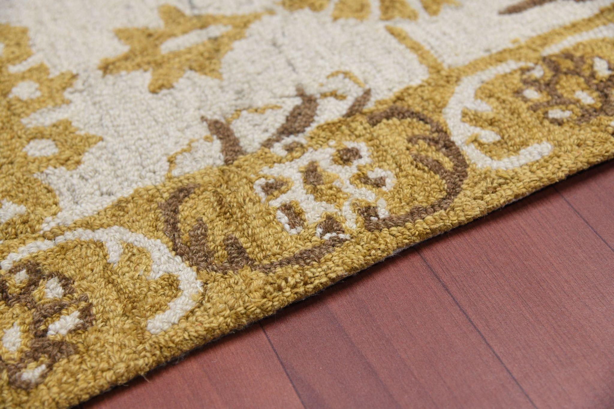 Gold Wool Romania 4x6 Feet Hand-Tufted Carpet - Rug - Ouch Cart