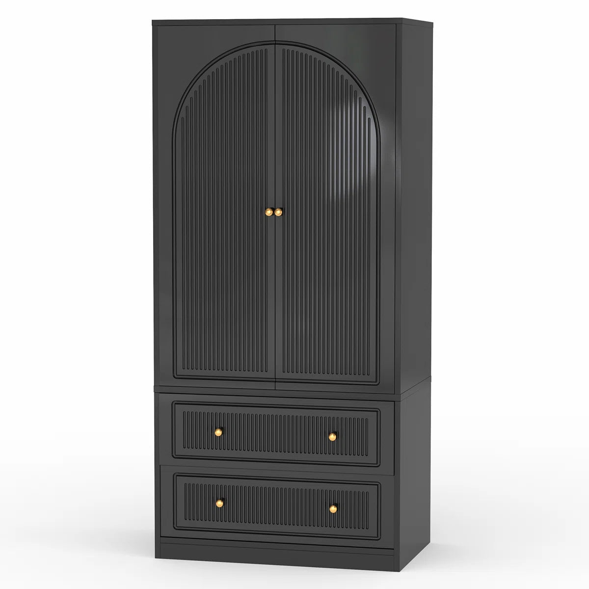 Winston Porter 70" Tall Wardrobe Armoire, Wooden Wardrobe Closet With Drawers, Coat Closet For Bedroom, Apartment, Dorm, White & Black
