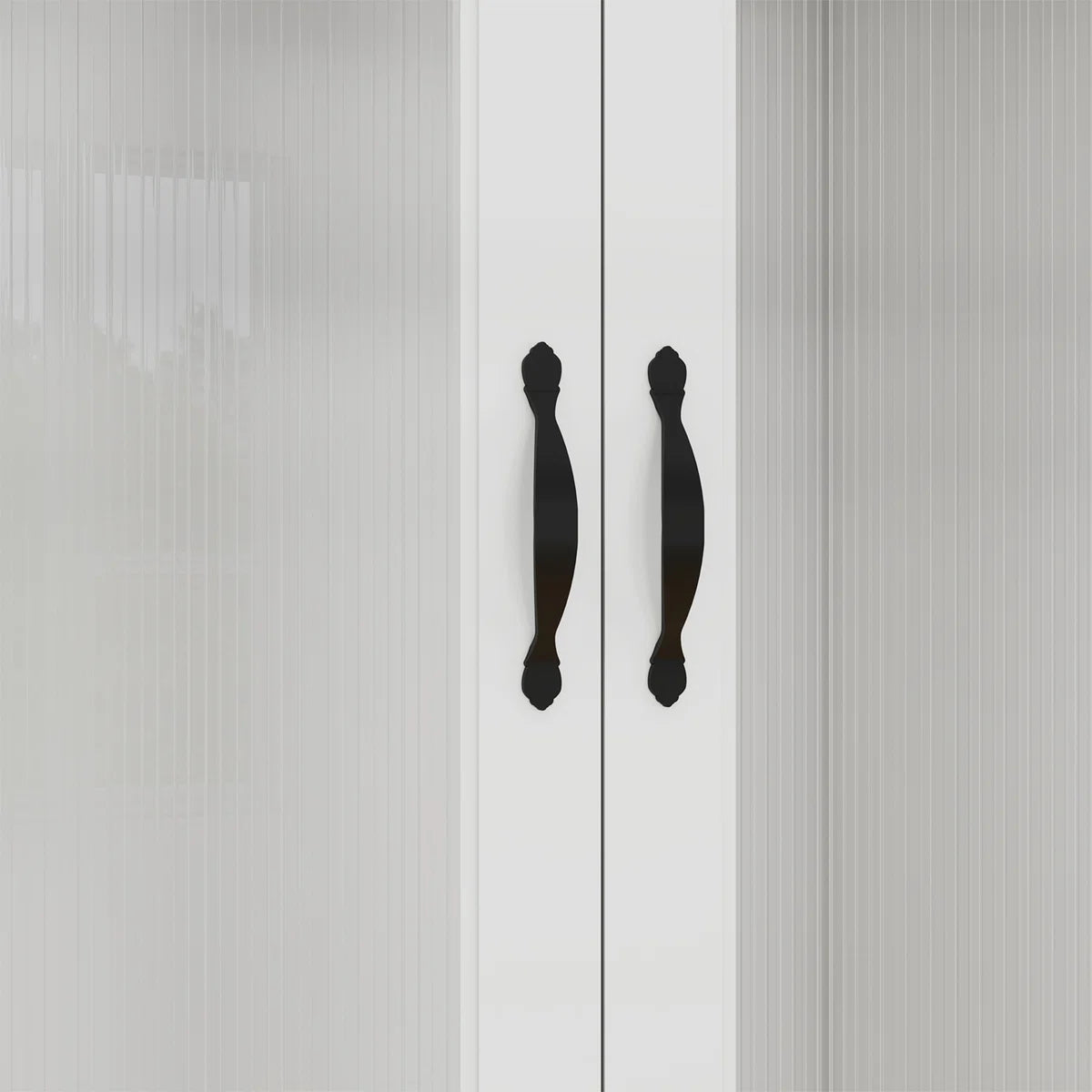 Modern White 8-Door Wardrobe Closet Armoire Glass Doors Deep Drawers-OUCH CART | Wardrobe