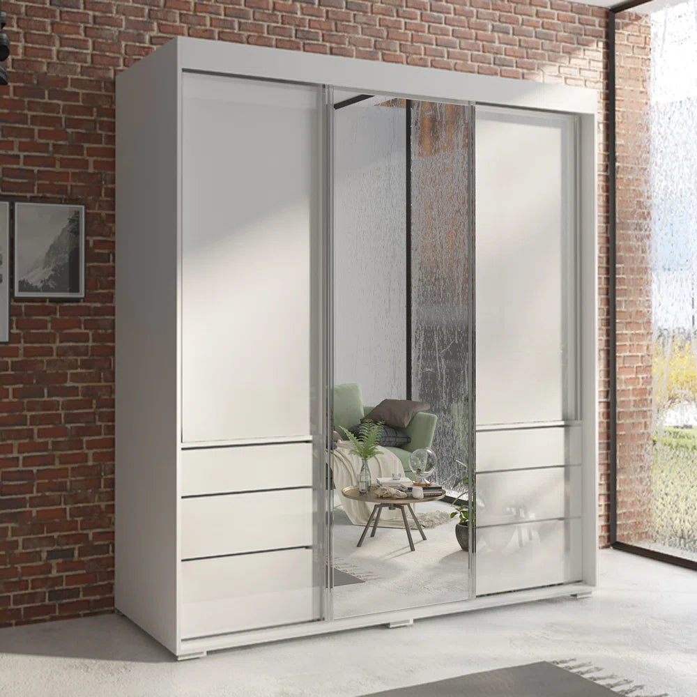 Alies Wooden Armoire – Stylish Bedroom Wardrobe with Shelves & Drawers