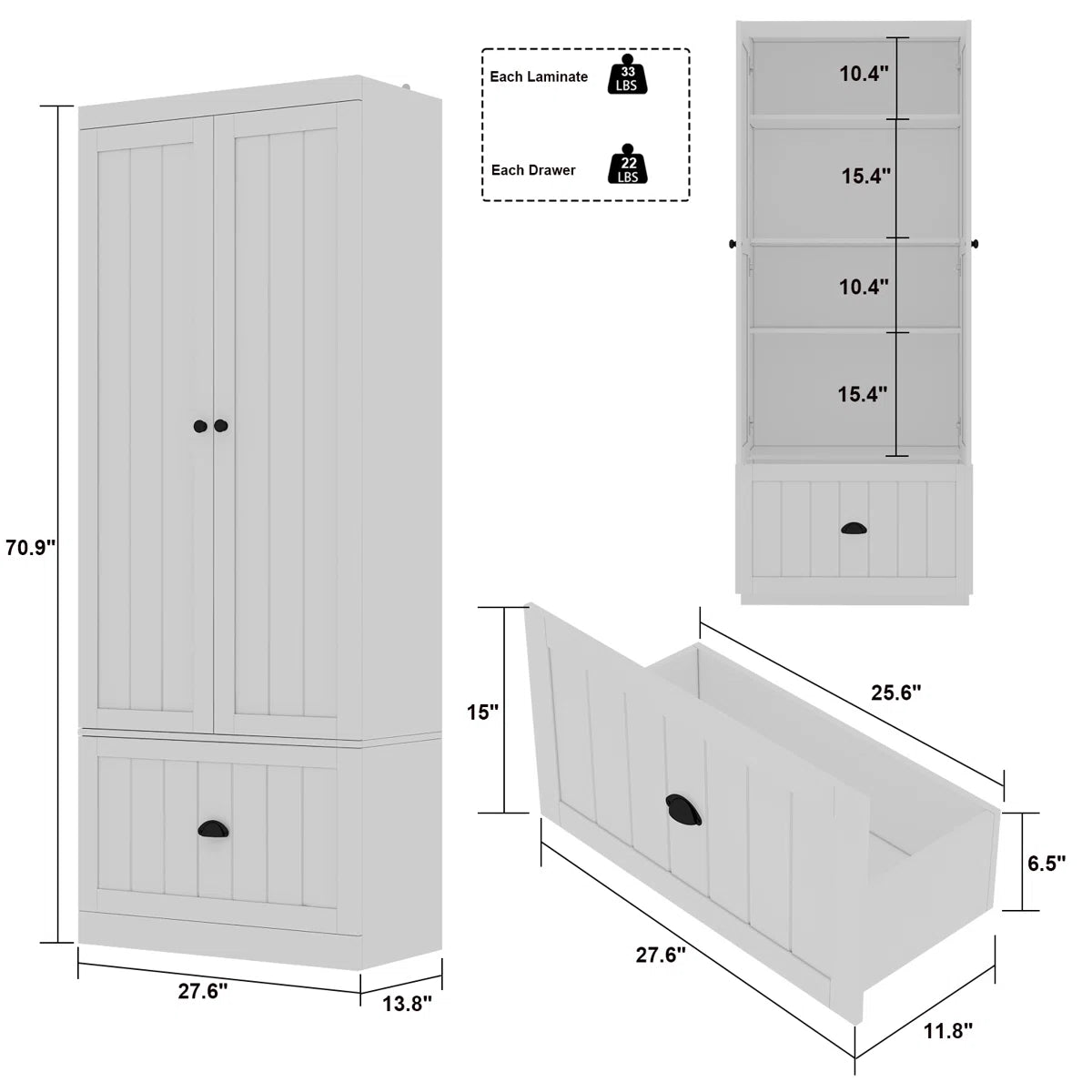 Dorilal Armoire Large Storage Solid Wood Wardrobe for Bedroom OUCH CART