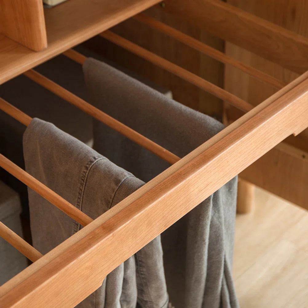 Stylish Solid Wood Wardrobe Modern Simple Design with Large Storage