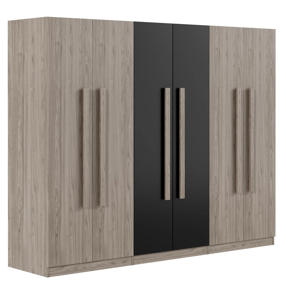 6-Door Wooden Wardrobe Armoire Closet Bedroom Storage Black+Nature Design