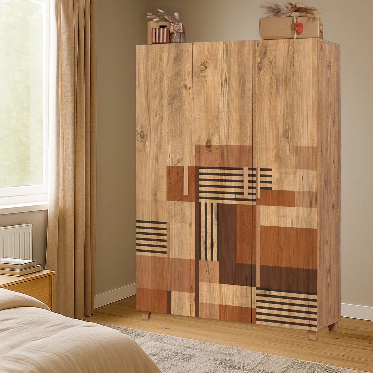 Freestanding Wardrobe Armoire with Edge Banding Spacious Bedroom Cabinet-OUCH CART | Wardrobe