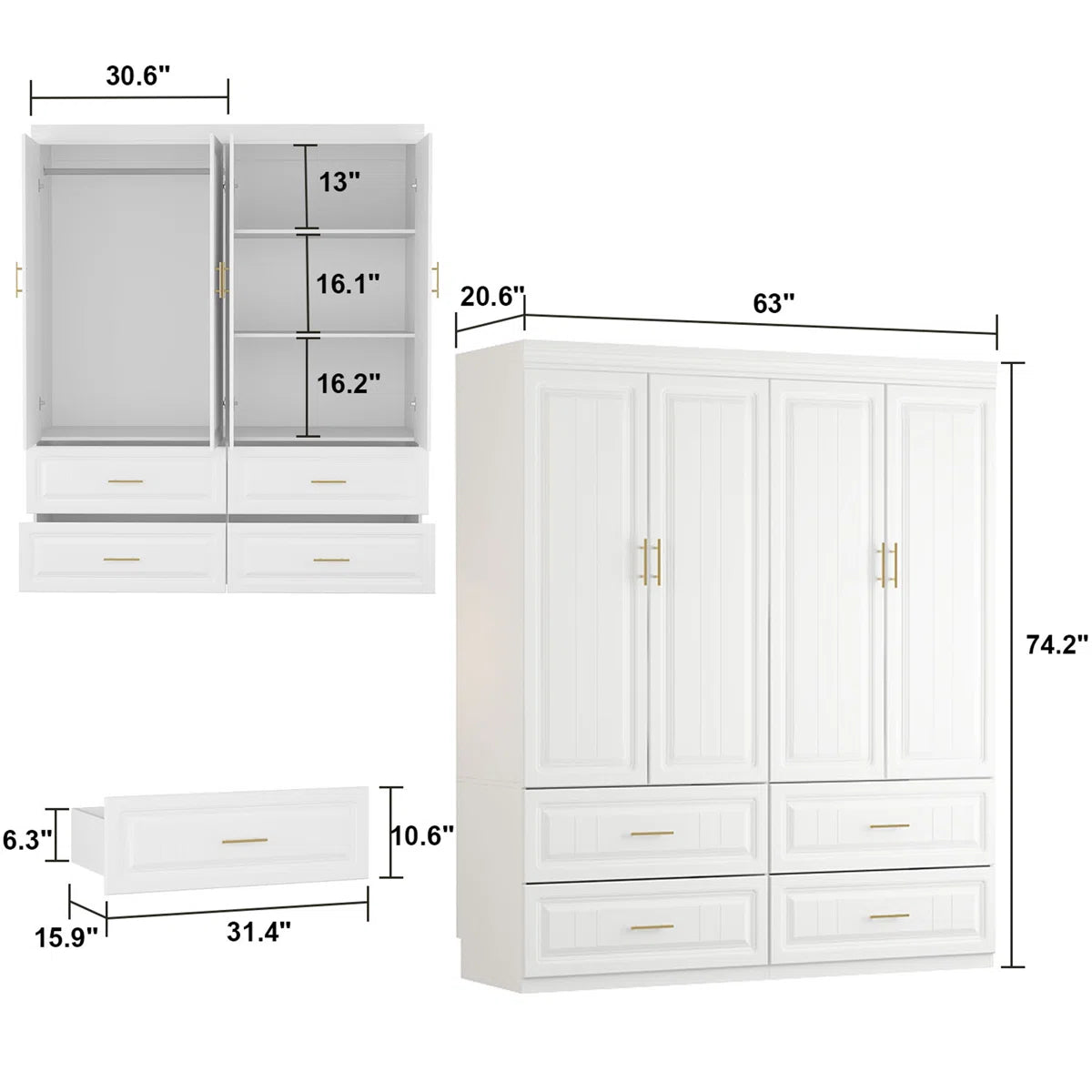 Blewett Solid Wood Armoire Elegant Bedroom Storage Solution