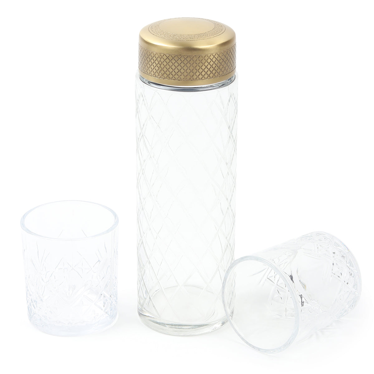 Brass Verre Prism Bottle & Glass Set