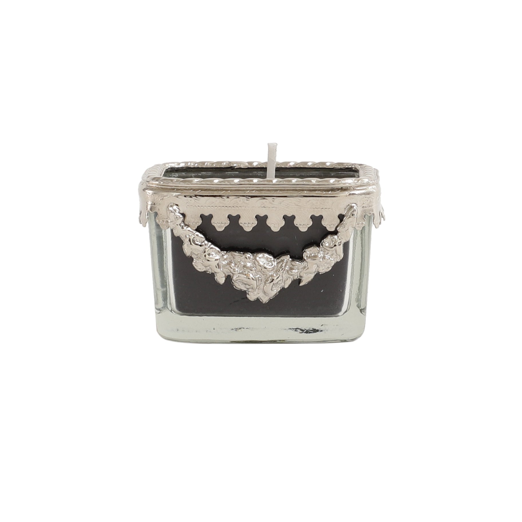 black velvet Scented candle glass jar with Silver Ring |candle jar