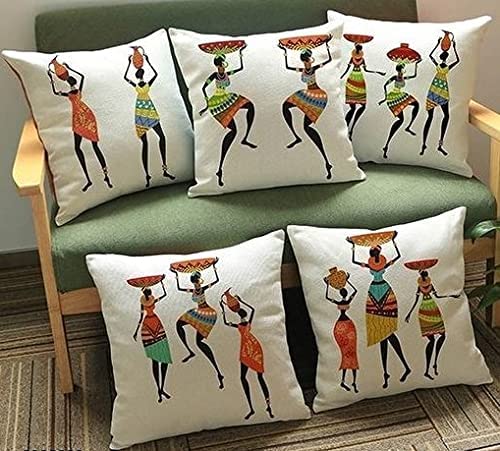 Tribal Jute Cushion Covers, 16 x 16 Inch, Set of 5 OUCH CART