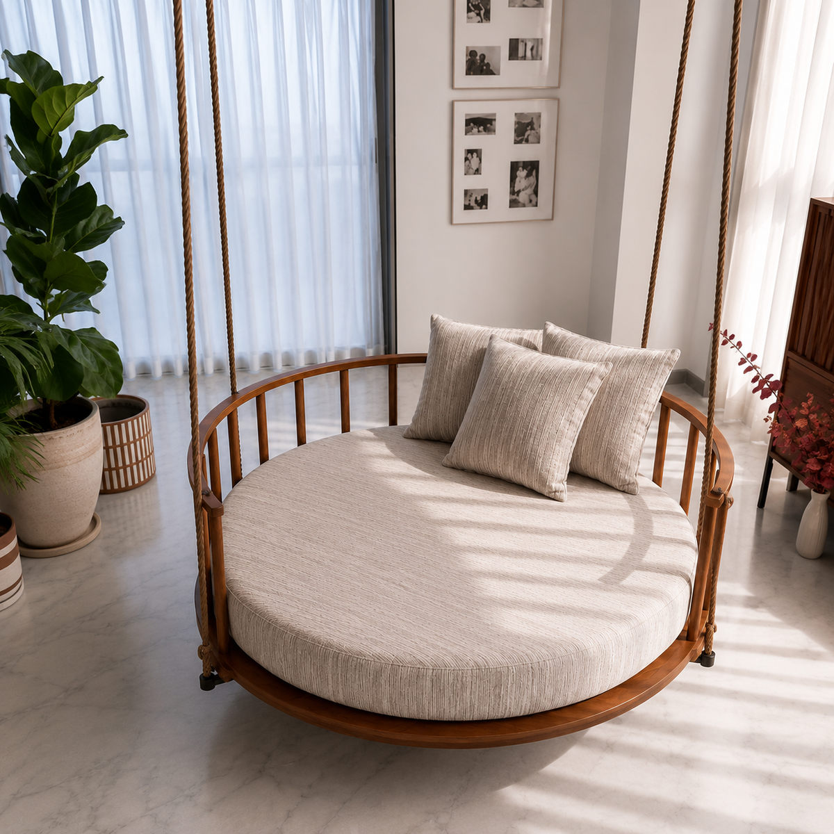 Wooden Indoor Outdoor Swing for Living Room & Balcony OUCH CART