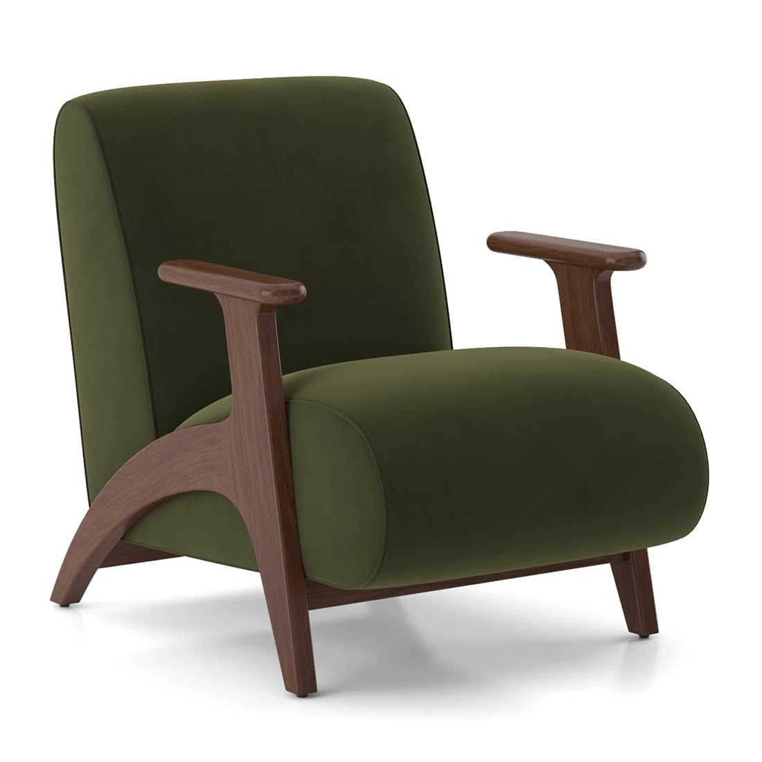 Deep Olive Velvet Lounge Chair | Modern Upholstered Accent Chair for Living Room OUCH CART