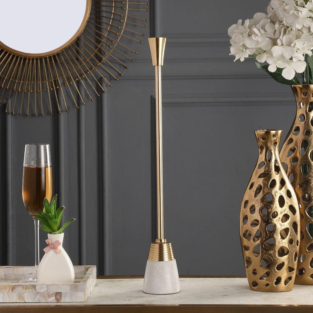 Frey Marble Candle Holder In Gold - Ouch Cart