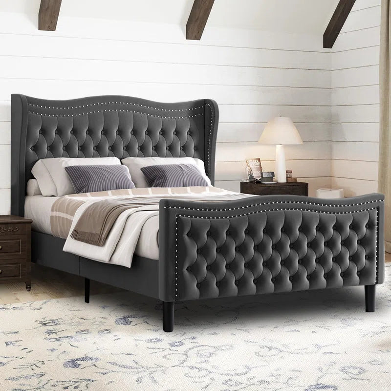 52'' High Headboard Down Upholstered Bed OUCH CART