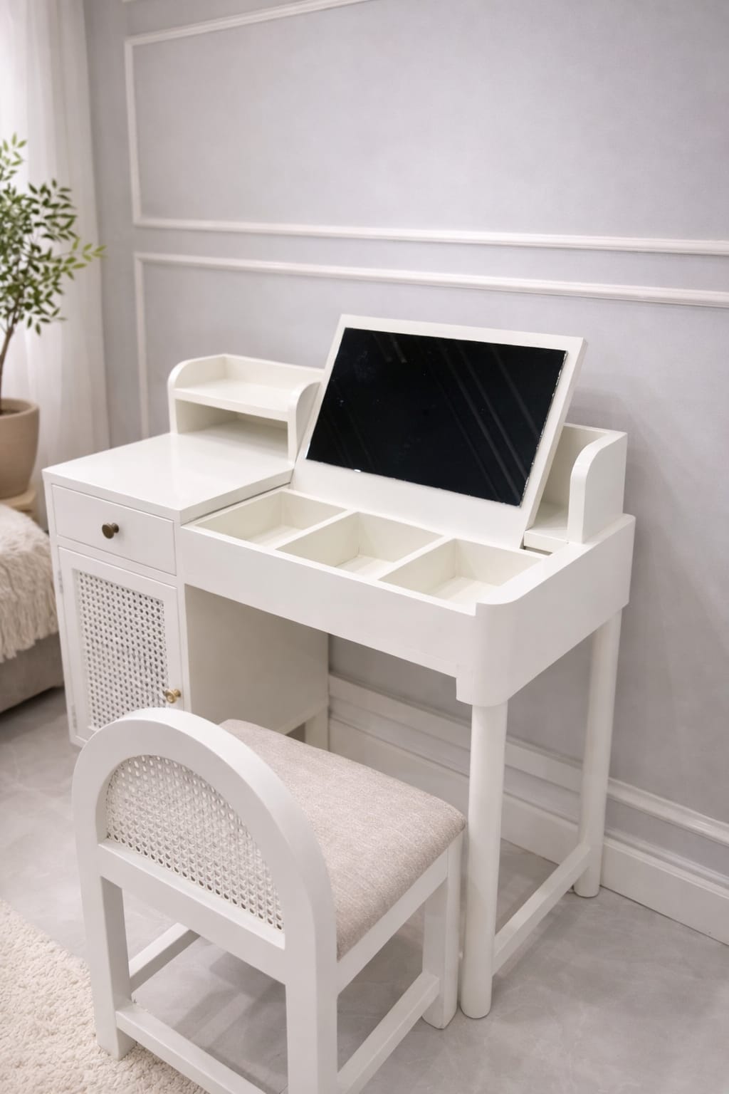 Bayview Makeup Vanity Table with Stool – Elegant Bedroom Dressing Desk OUCH CART