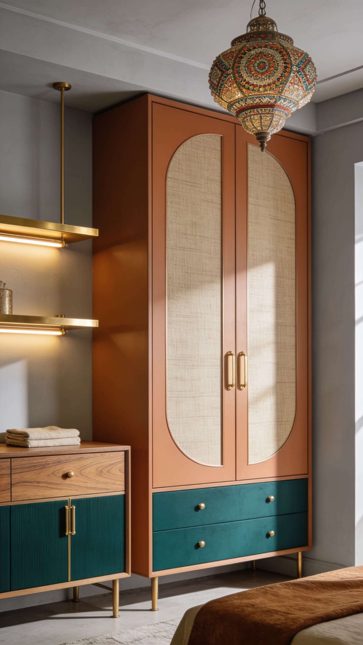 Modern 2 Door Wooden Wardrobe with 2 Drawers OUCH CART