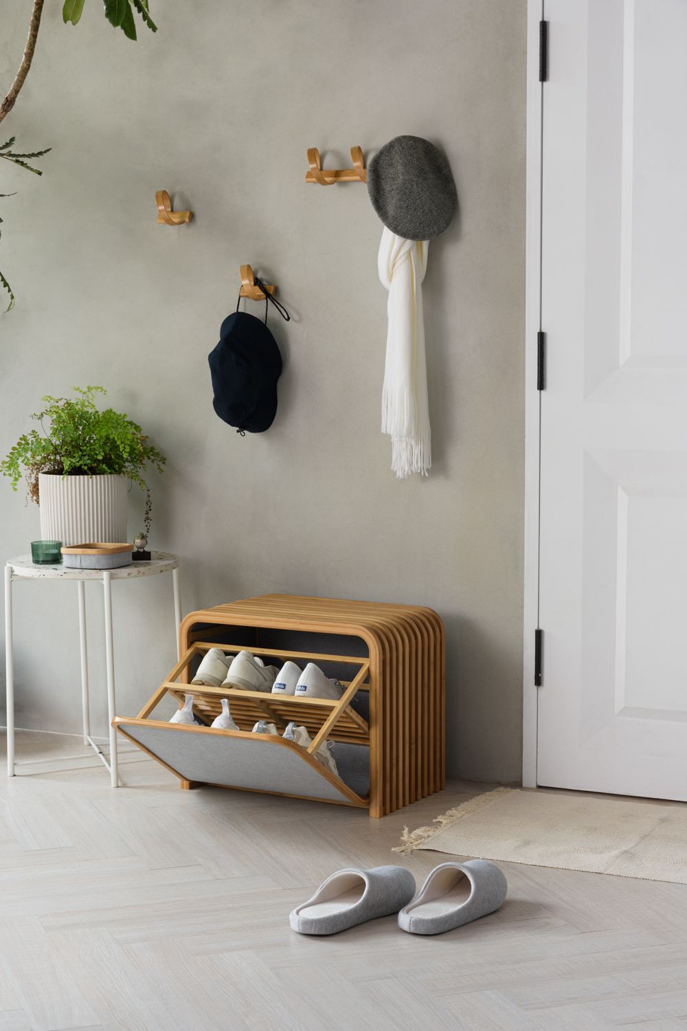 Bamboo Shoe Cabinet with Flip Drawer | Modern Space-Saving Shoe Storage Organizer | Wooden Entryway Shoe Rack for Home, Hallway & Bedroom