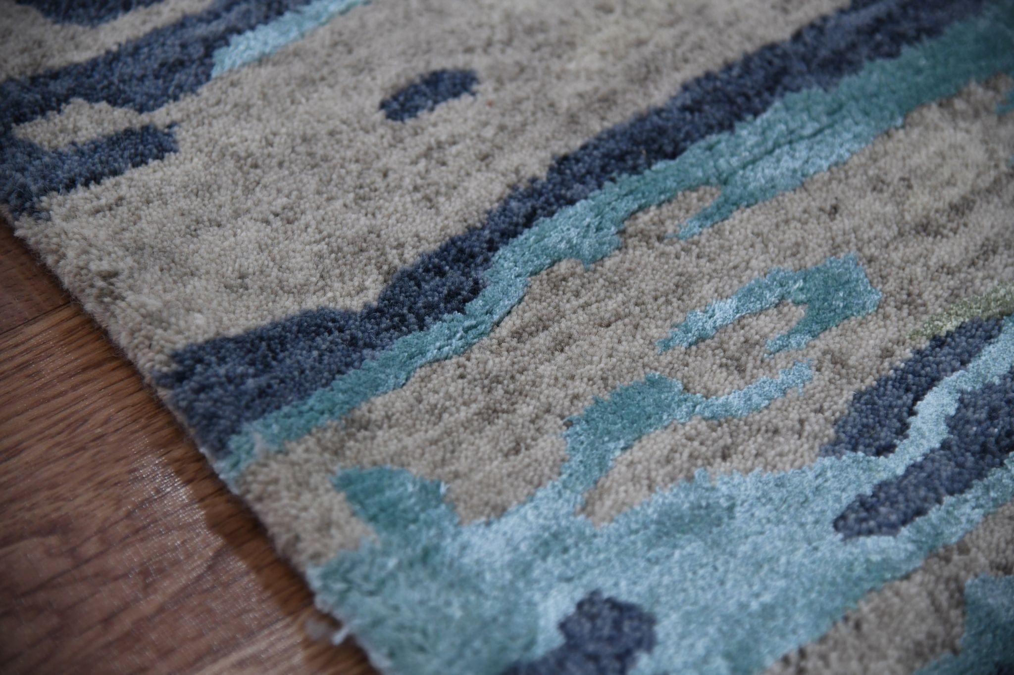 Sand Wool & Viscose Abstract Hand-Tufted Carpet Abstract Rug 4x6 Feet - Ouch Cart