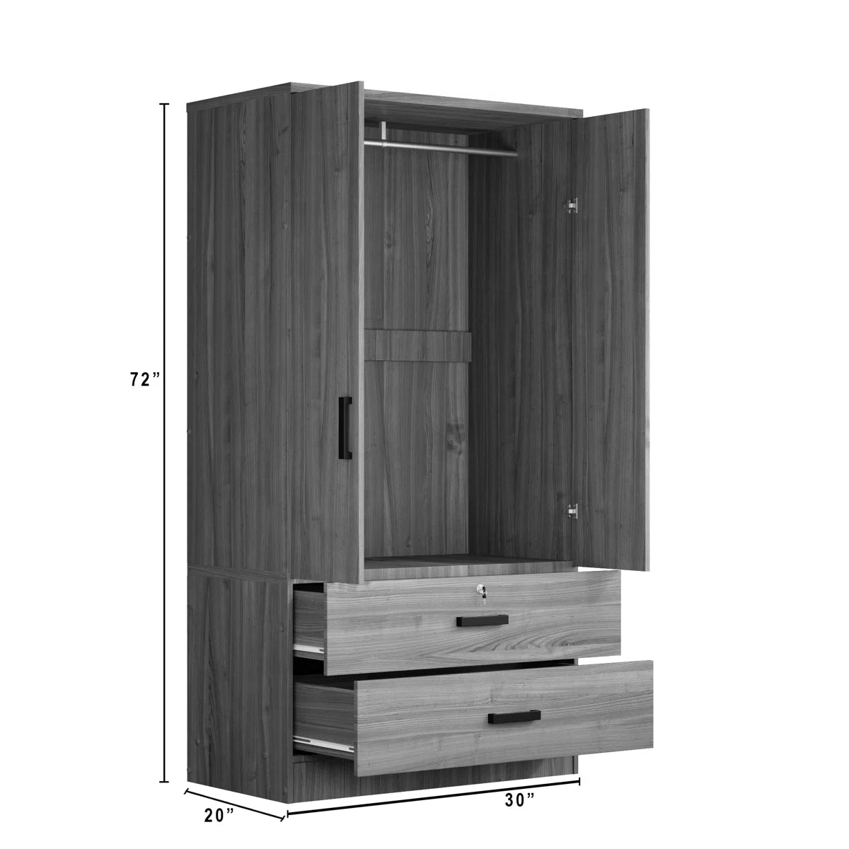 Scottie Armoire 2-Door Wardrobe with 2-Drawers New Design