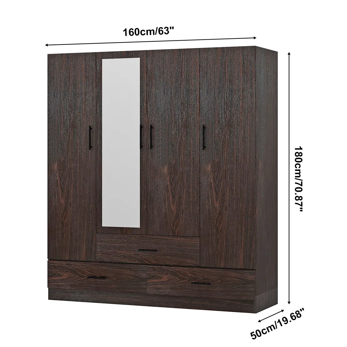 Elvana Wooden Armoire Contemporary Bedroom Organization Solution-OUCH CART | Wardrobe