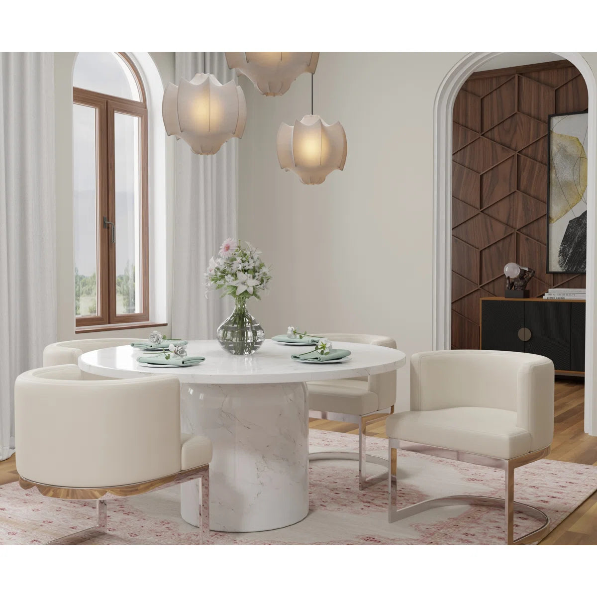6-Piece Marble Dining Table Set OUCH CART