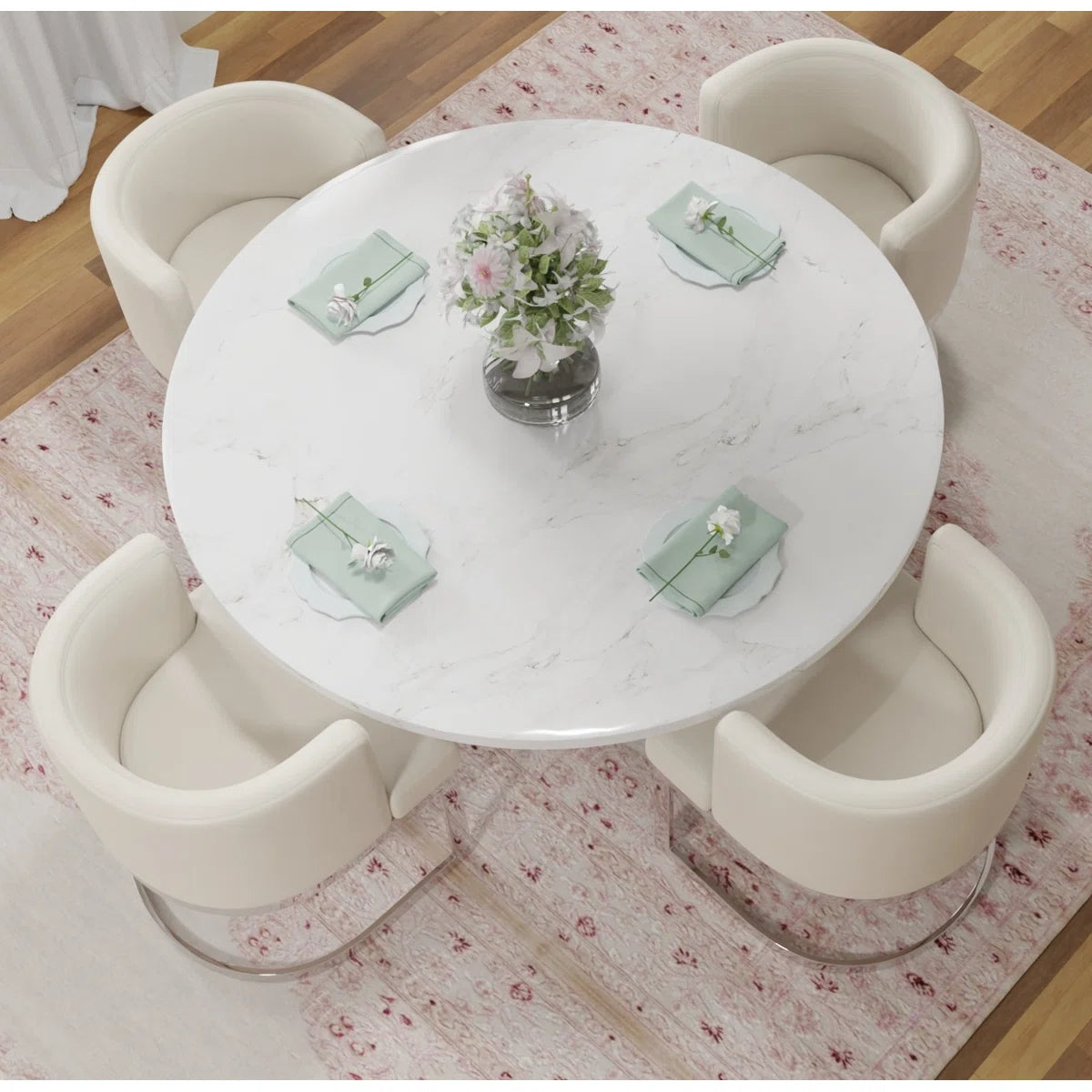 6-Piece Marble Dining Table Set OUCH CART