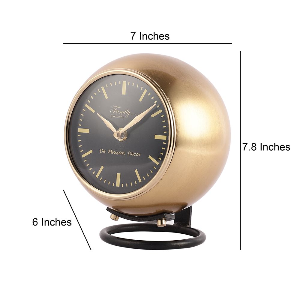 Larissa Stand Globe Clock in Black & Gold Finish