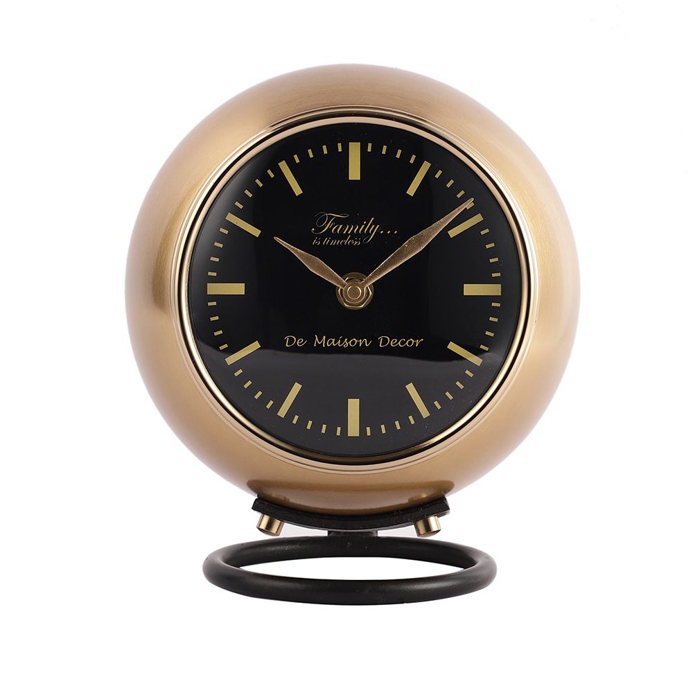 Larissa Stand Globe Clock in Black & Gold Finish