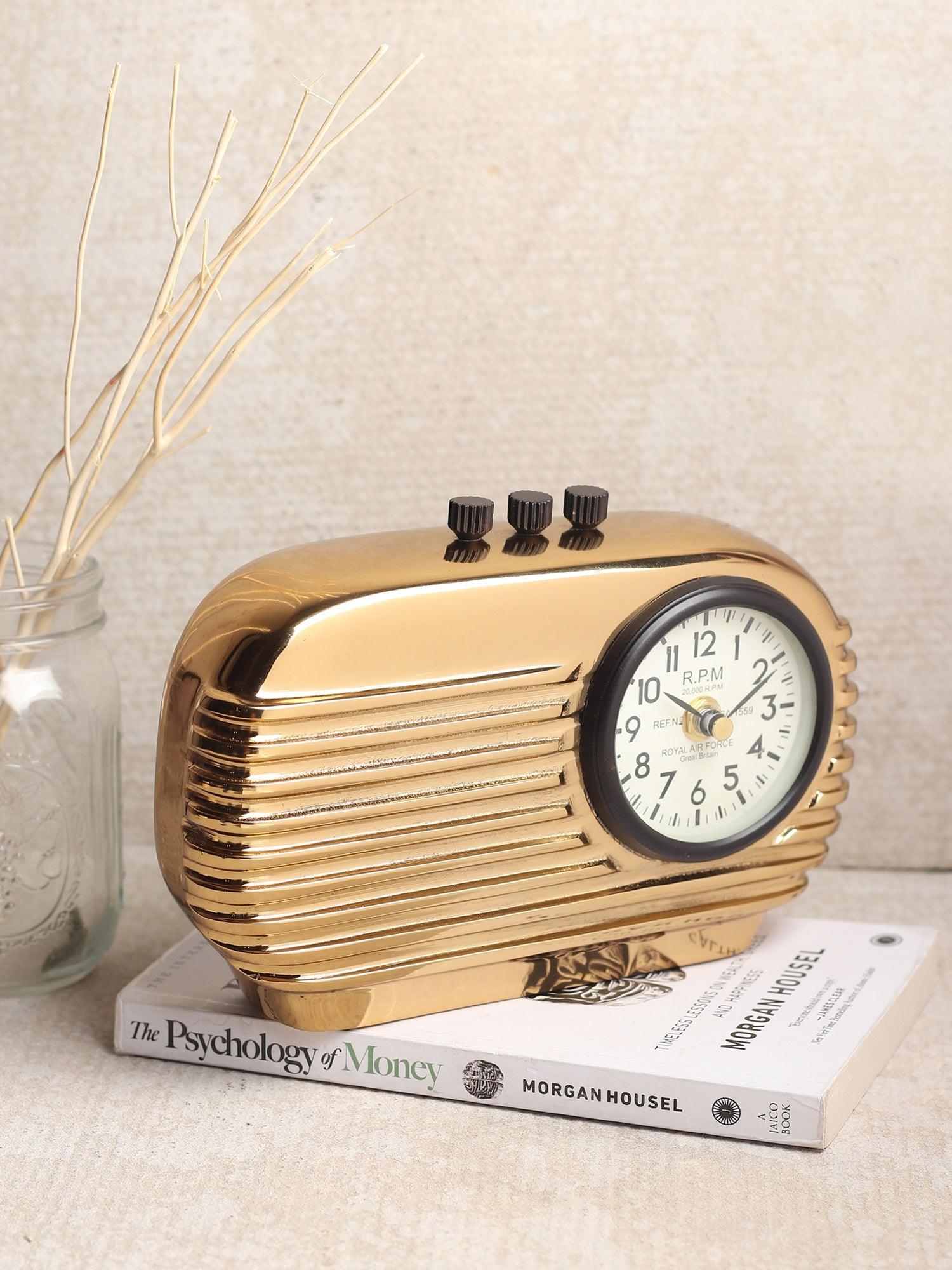 Radio Reverie Table Clock in Gold - Ouch Cart