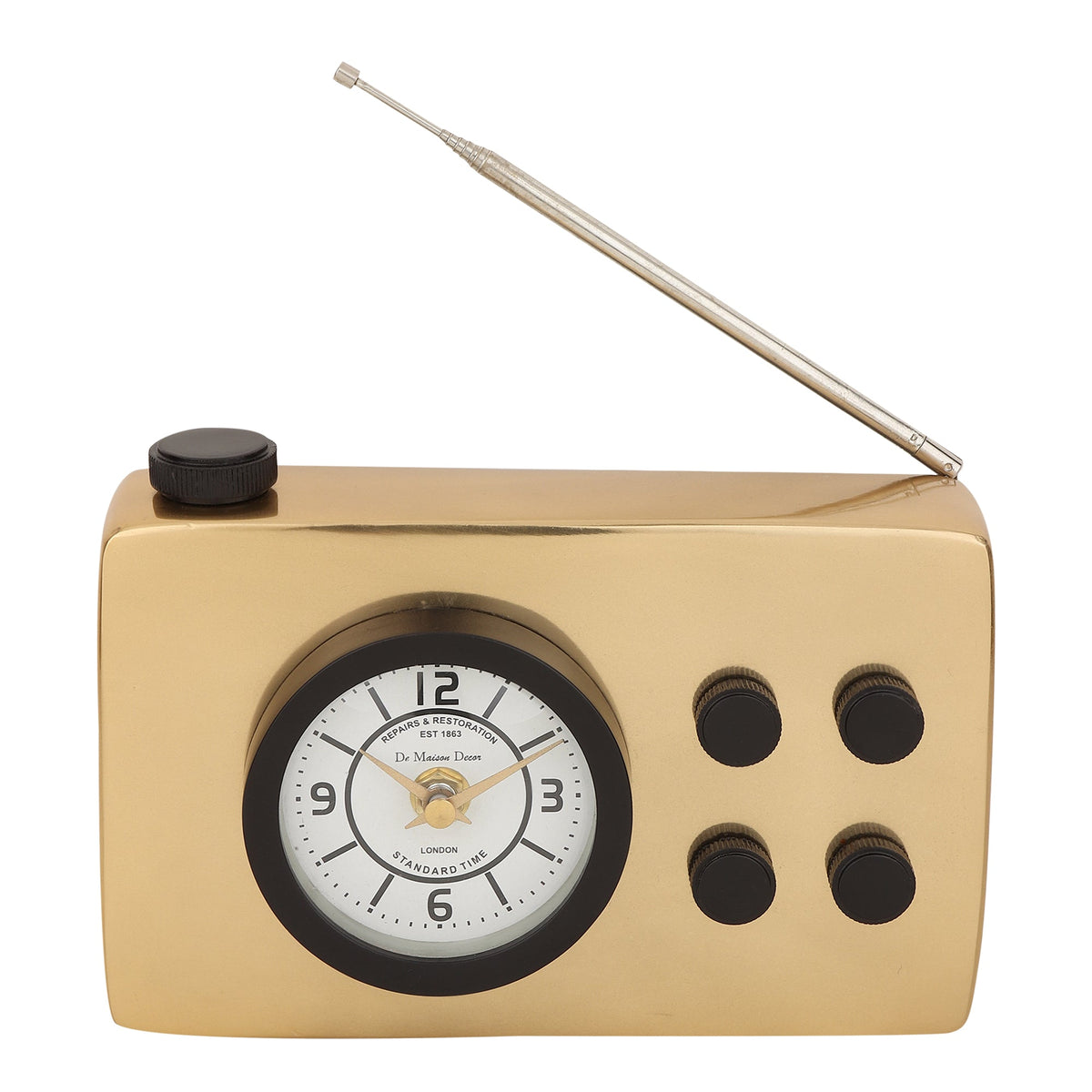 Broadcaster Table Clock In Gold Ouch Cart