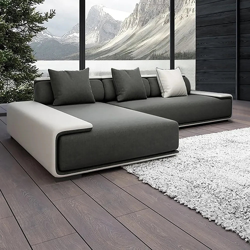 Modern L-Shaped Sectional Sofa | Luxury Upholstered Corner Couch with Cushions | Contemporary Living Room Sofa Ouch Cart