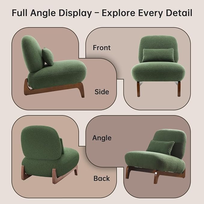 Ouch Cart Modern Green Upholstered Lounge Chair with Wooden Legs | Cozy Accent Chair OUCH CART