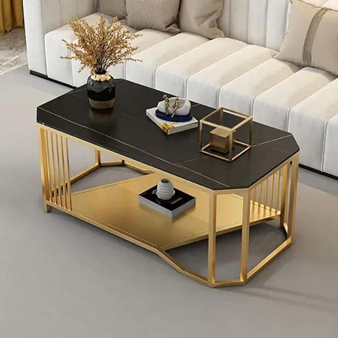 Room Accent Coffee Table, Simple Design Sofa Side Table-Black Gold - Ouch Cart