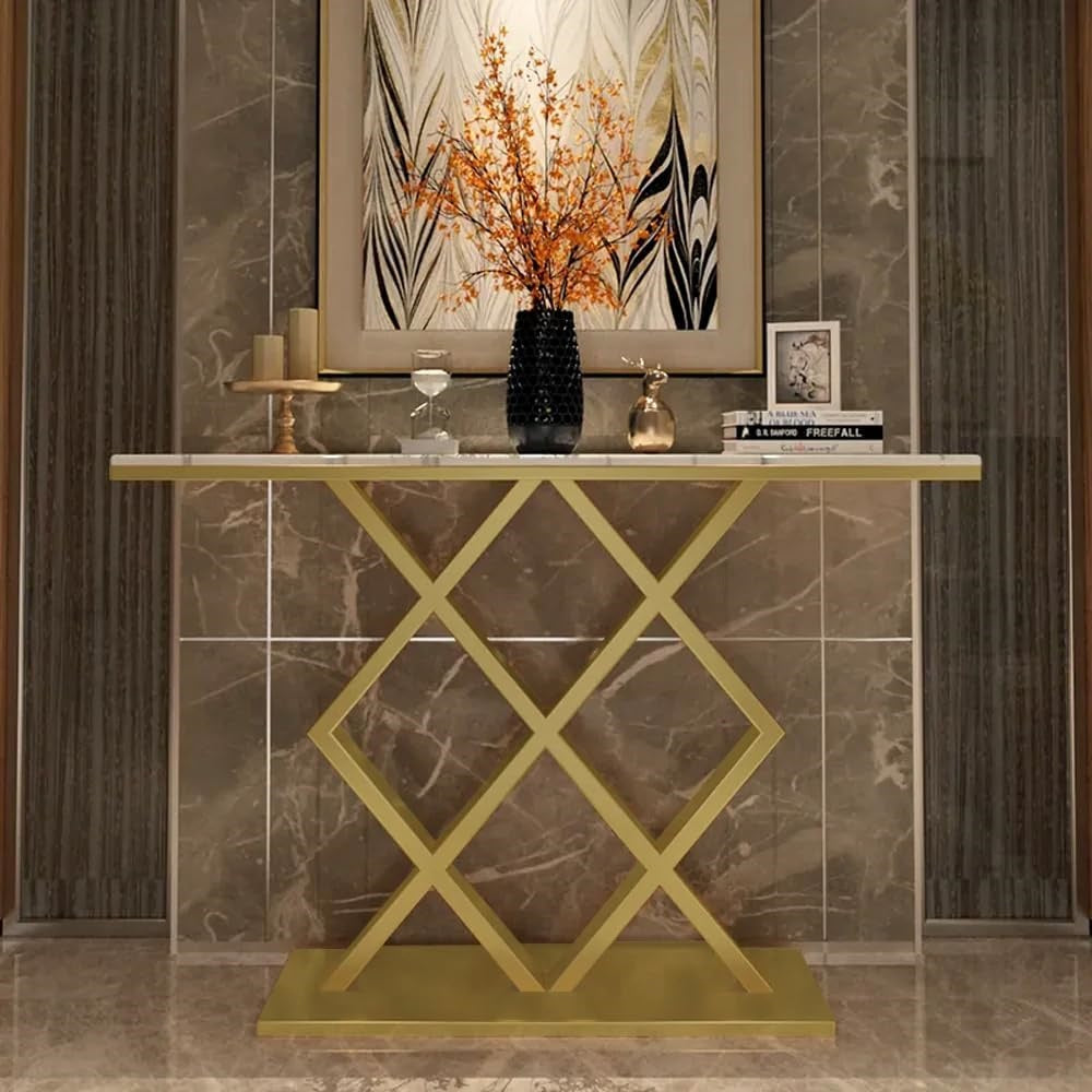 Sophisticated Iron Console Table with Clean Lines and Polished Modern Finish N.R.HOMESDECOR