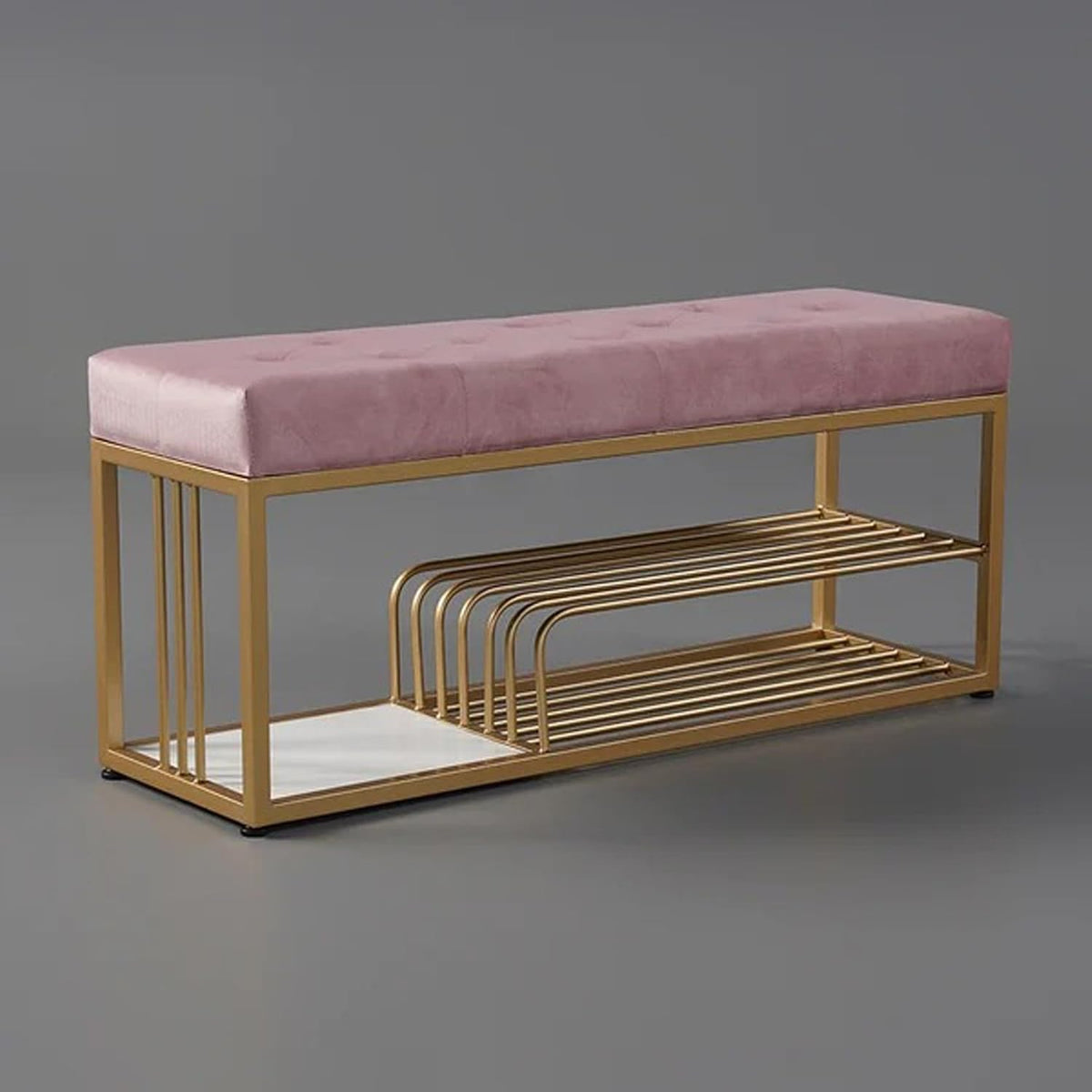 Velvet Upholstered Entryway Shoe Rack Bench with Storage Ouch Cart