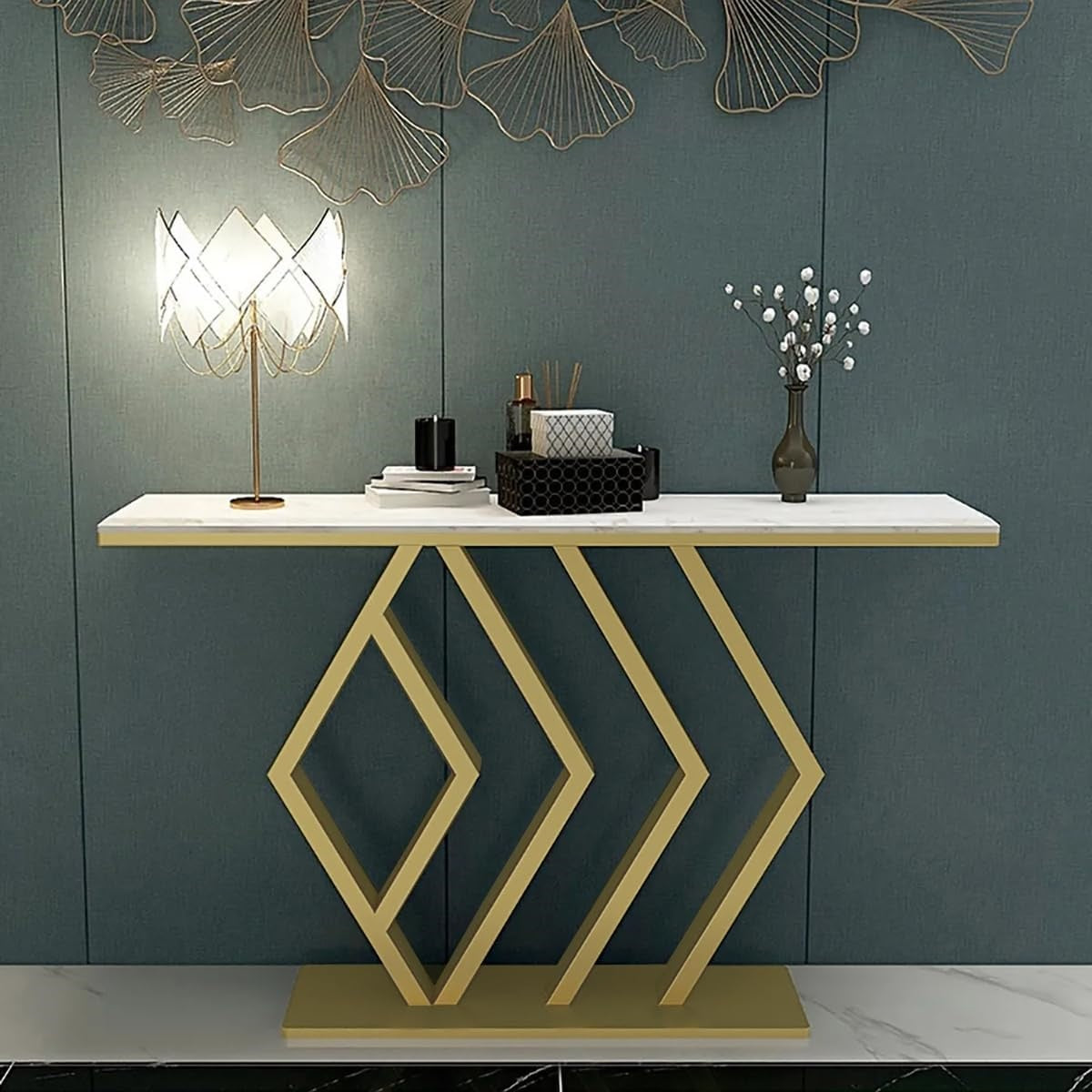 Modern Iron Console Table with Artful Symmetry and Luxe Industrial Appeal N.R.HOMESDECOR