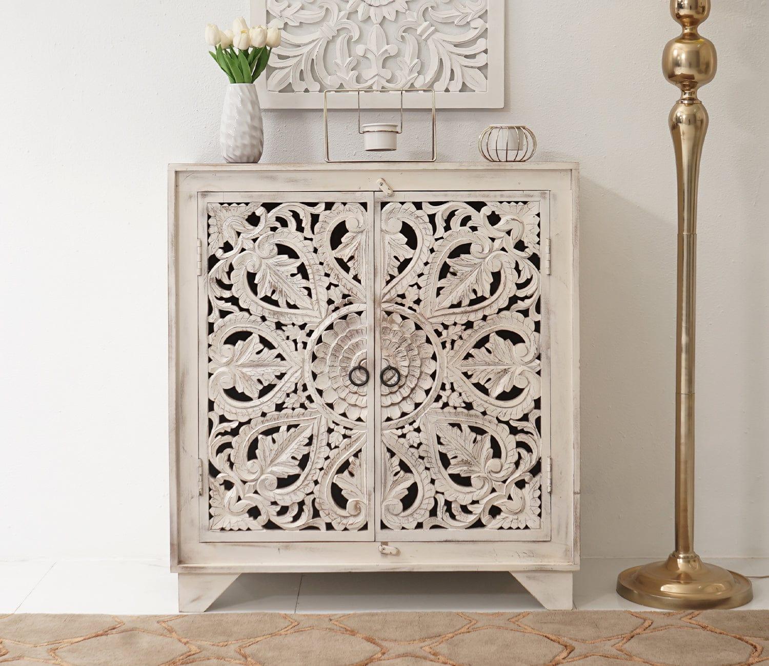 Joshua 2 Door Cabinets and Sideboard (White Finish) - Ouch Cart