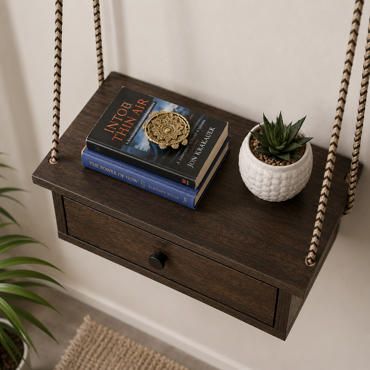 Ouch Cart Rustic Wooden Hanging Wall Shelf OUCH CART