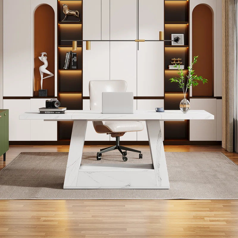 Executive Desk With Sturdy Base ouch cart