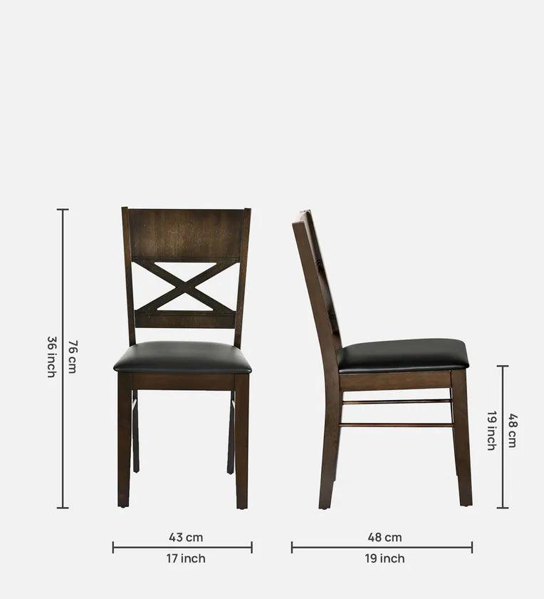 4 Seater Dining Set in Dark Walnut Finish - Ouch Cart