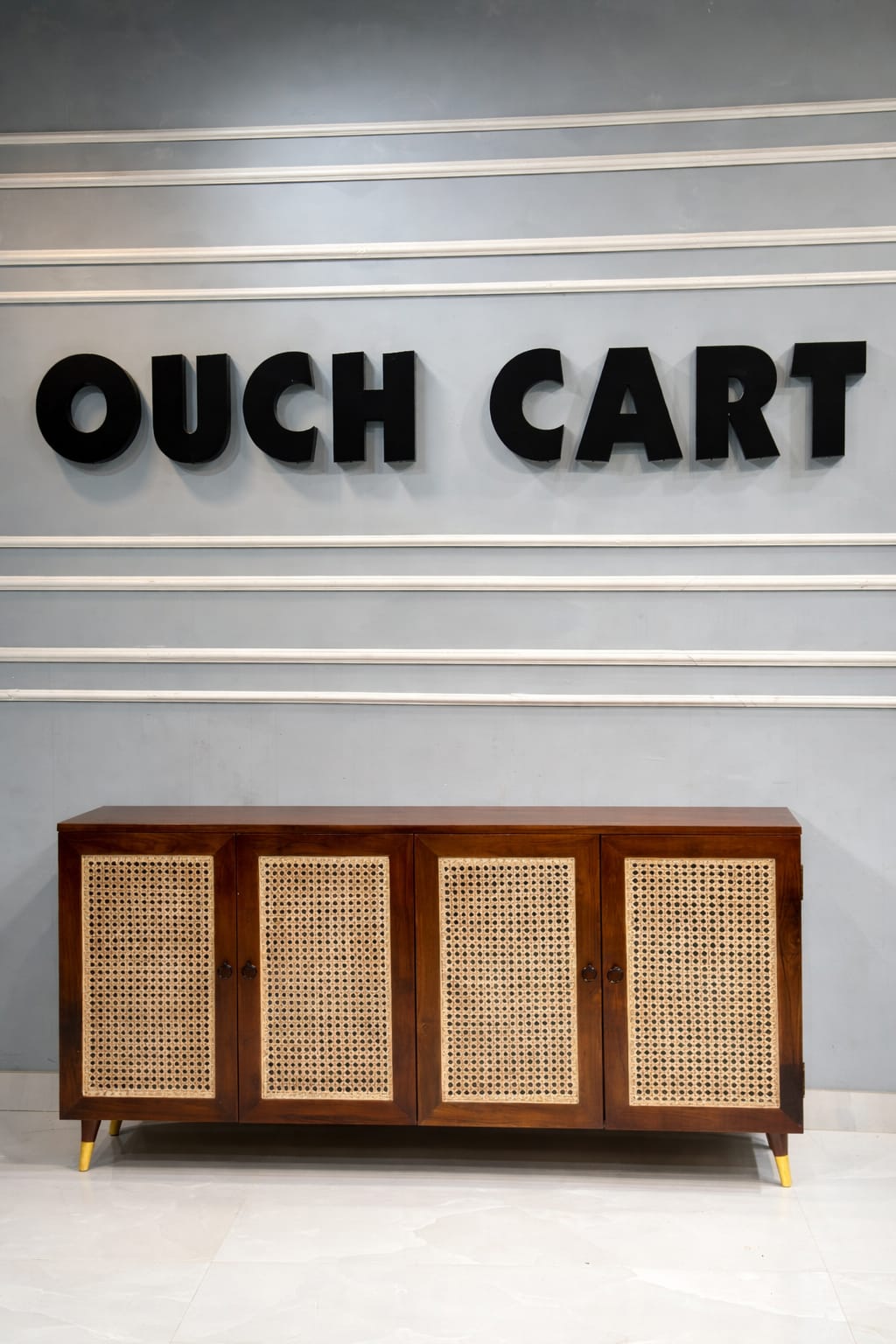 Rubin 4 Door Mango Wood & Cane Door Cabinets and Sideboard