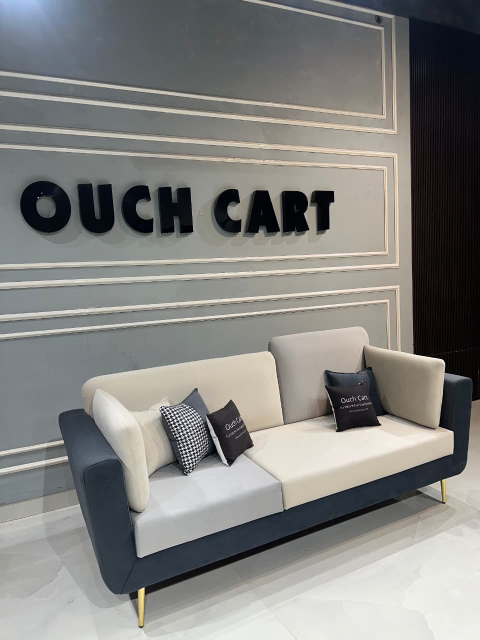 Luxurious Velvet Upholstered 3-Seater Sofa OUCH CART