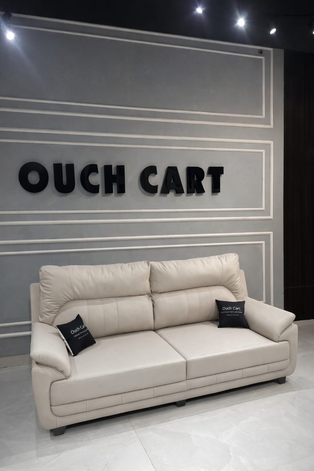 Leather 3 Seater Sofa in Cream Colour