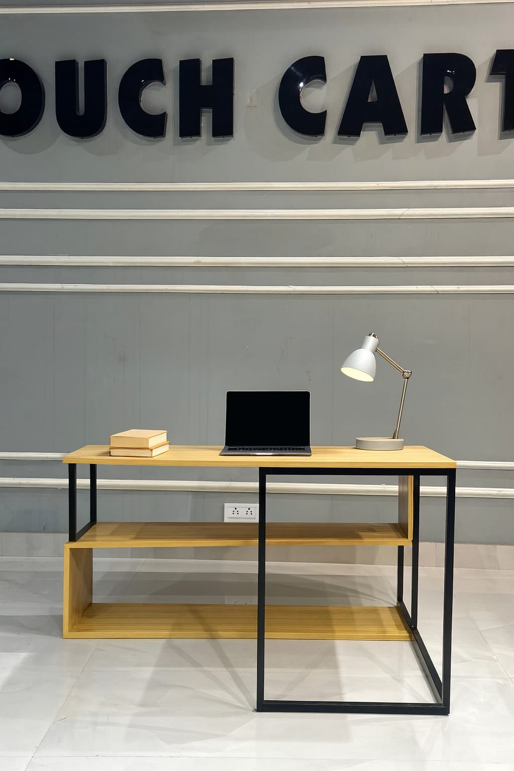 L Shaped Executive Desk with Storage Design in Wooden Color