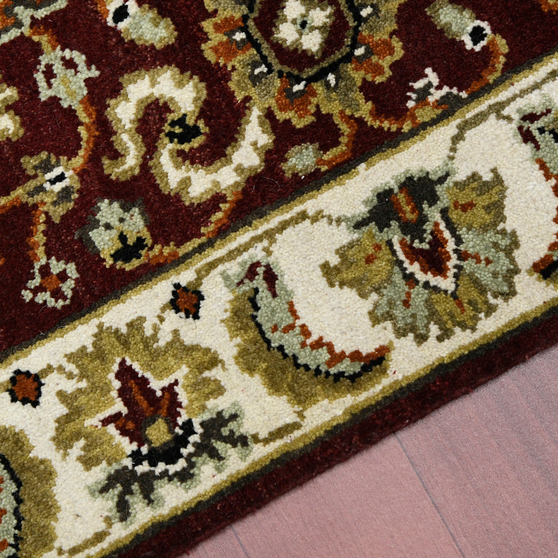 Luxor Classic Pattern Hand Knotted  Rectangle Anti-Skid Designer Carpet, Prayer Rug For Office Cabins, Small Living Spaces - 2'X3'