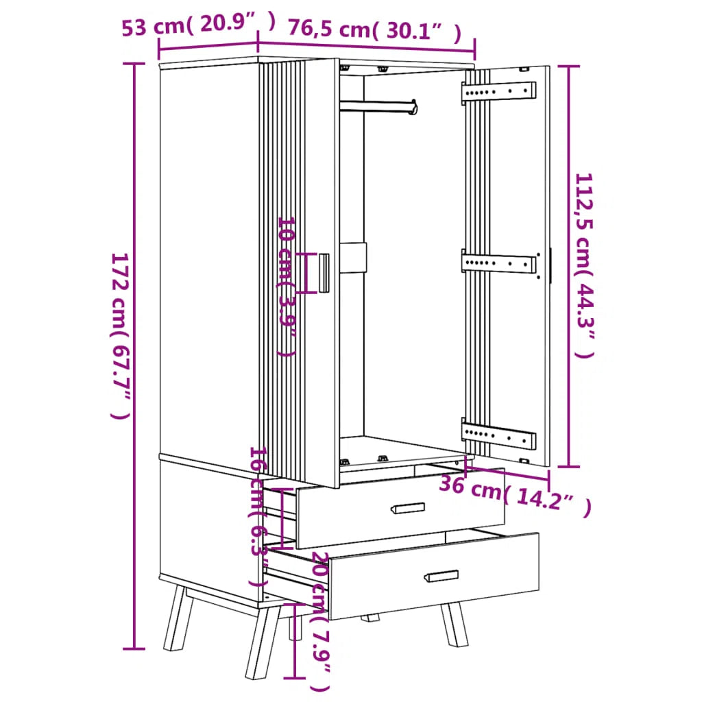 Pine Wood Armoire Spacious Solid Wood Wardrobe with Elegant Finish-OUCH CART | Wardrobe