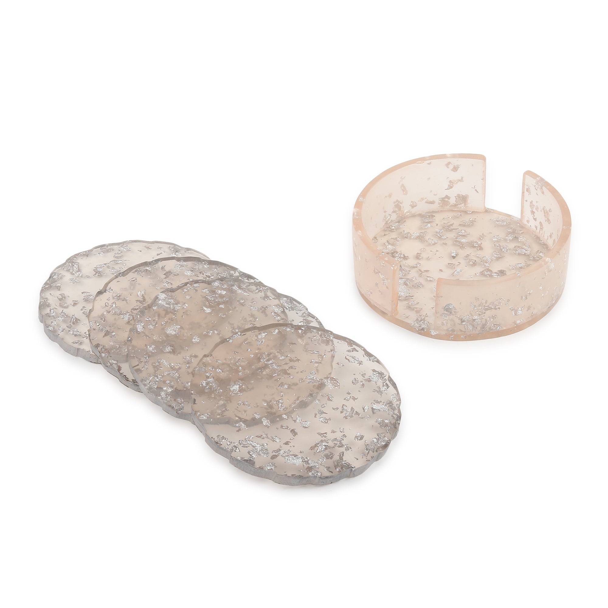 Silver Petal Coaster Set